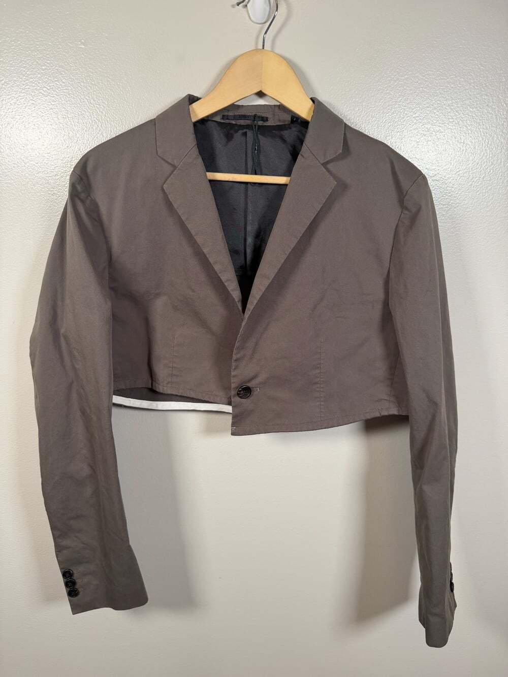Theory Clinton‎ Stretch Broken Twill Cropped Blazer Jacket Brown Size 42 US 8